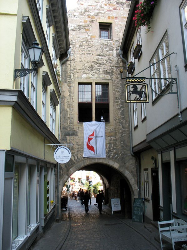 Erfurt, Krmerbrcke Blick in Richtung Wenigemarkt, 17.10.2007
