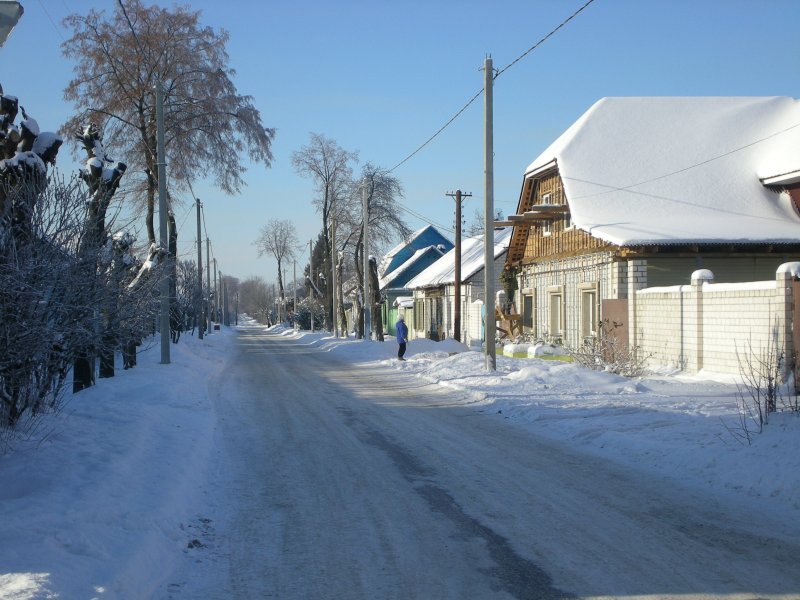 Gomel mit einem anderen Gesicht. Etwas abseits des Zentrums findet man auch Straen, die mehr an ein Dorf als an eine Stadt mit 560.000 Einwohnern erinnert. 06.01.2009.