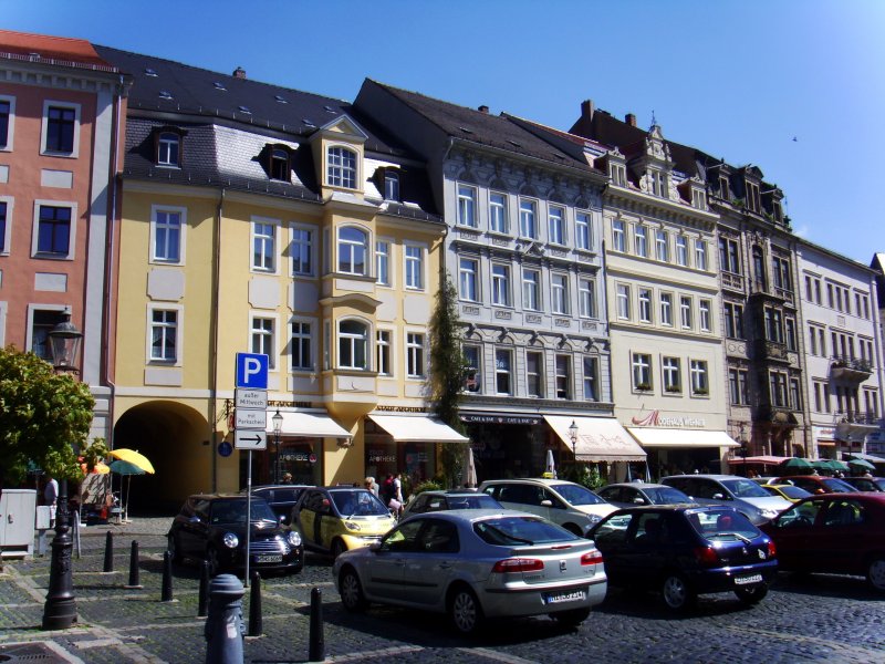Huser am Markt in der Zittauer Altstadt im Mai 2008.