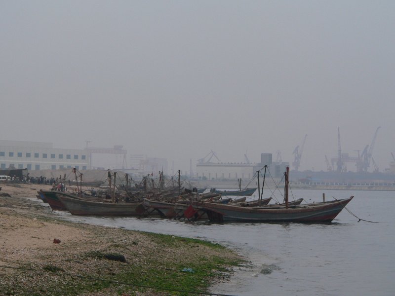 Herkmmliche Fischerei in Shanhaiguan am Gelben Meer. Hier die Fischerboote. 09/2007