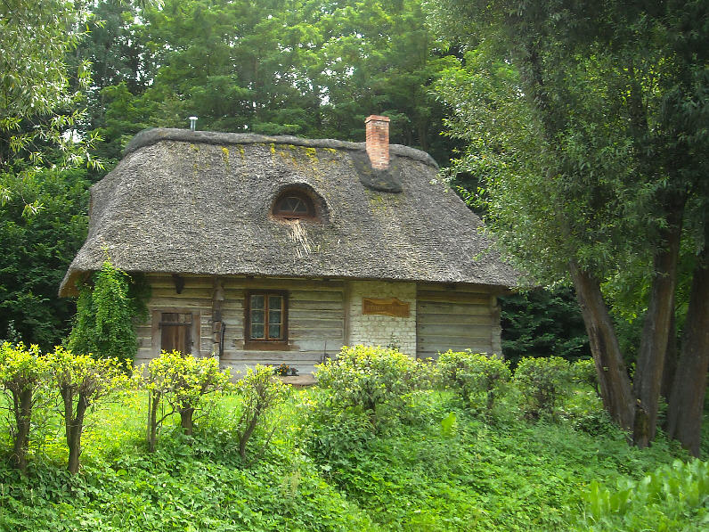 Kazimierz Dolny 08.2009.Stara chata niedaleko wawozu lessowego  Korzeniowy dol  / Altes Haus in nahe Lsshohlweg  Korzeniowy Dol  / Wurzelschlucht /