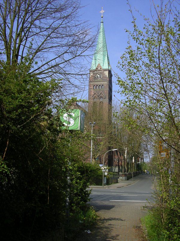 Kirchturm der evangelischen Kirche in Dortmund Dorstfeld.(21.04.2008)