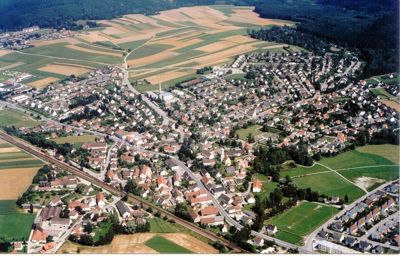Luftaufnahme von 86420 Diedorf, Landkreis Augsburg, vom 07.08.1986