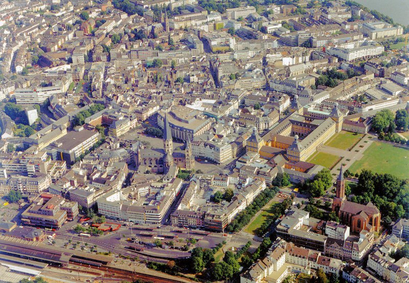 Luftaufnahme Bonn Zentrum, aufgenommen am 12.08.1992