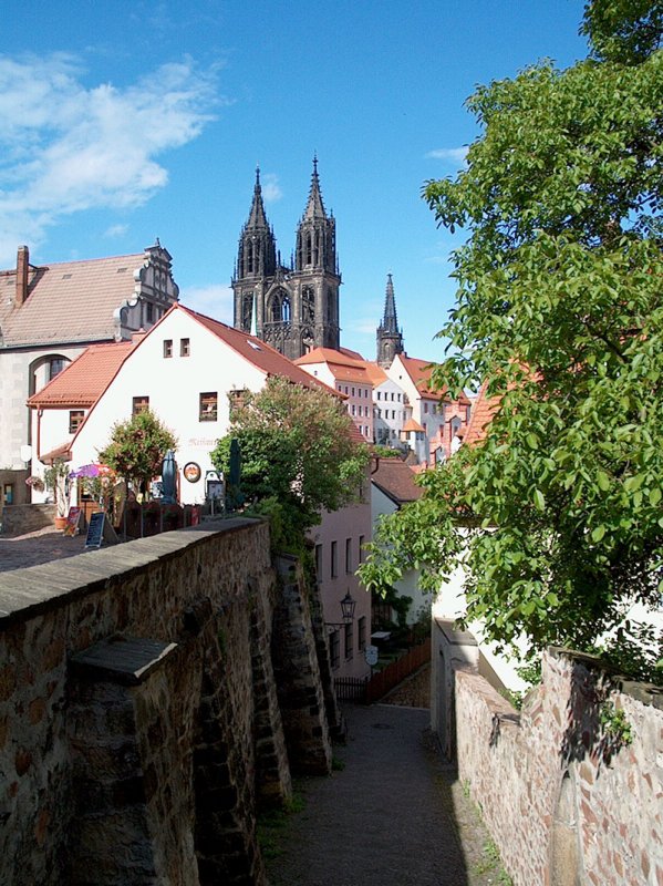 Meissen, Blick aus westlicher Richtung zum Meiner Dom; 18.05.2003
