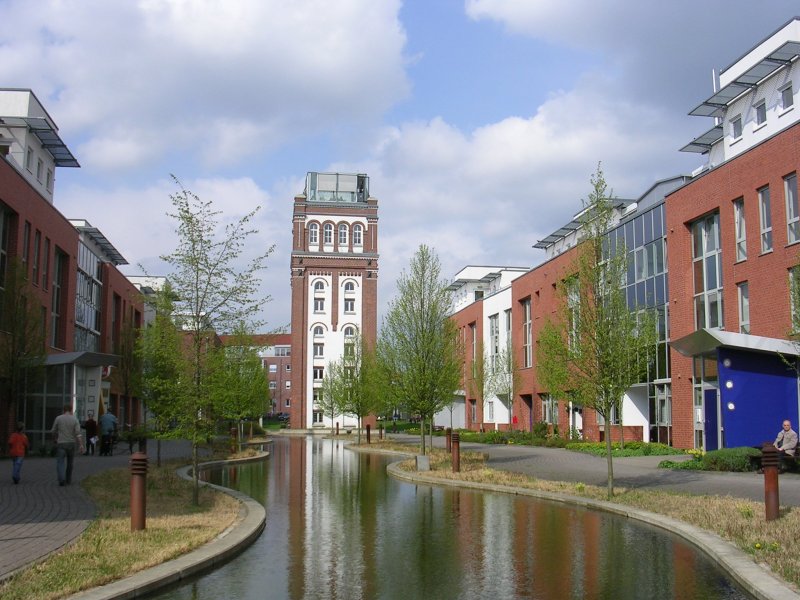 Nordhorn, Wohngebiet Innenstadt am Povelturm, altes Industriegebäude, heute Museum