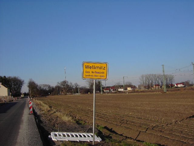 Ortsteil Wellmitz, Ortseingang aus Richtung Breslack,  am 18.02.2007