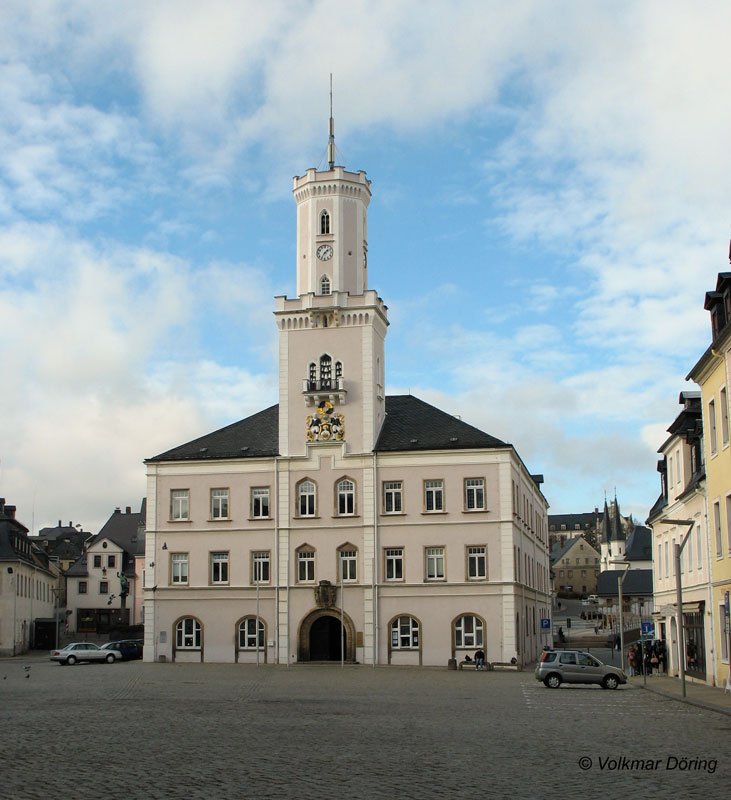 Rathaus (erbaut 1851/52) der Bergstadt Schneeberg im Erzgebirge - 17.01.2007
