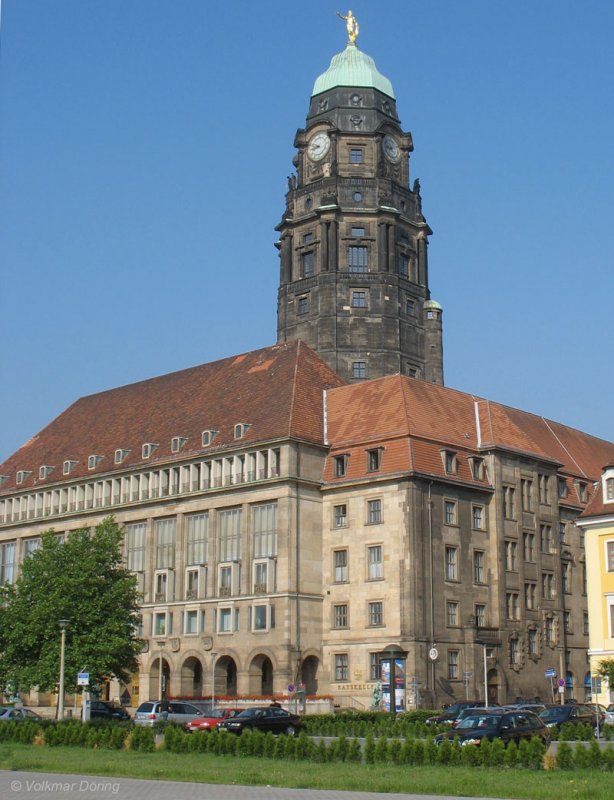 Rathausturm mit Goldenem Mann; Rathaus Dresden, 22.05.2007
