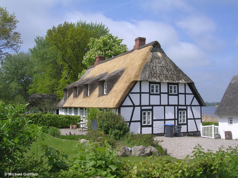 Reetdach Gedecktes Haus Bei Sieseby An Der Schlei Kreis Rendsburg