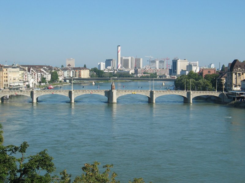 Rhein und Mittlere Rheinbrcke von der Pfalz aus gesehen.