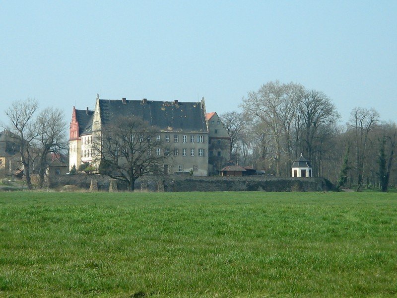 Schloss Trebsen vom gegenberliegenden Muldenufer aus fotografiert
