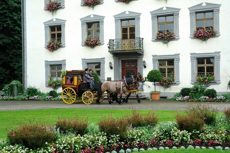 Schlopark - Die alte Postkutsche von 1867 befuhr noch bis 1913 den Murgtalpfad. Heute bieten Heidi und Joachim Behringer aus Murg Kutschfahrten fr viele Anlsse an. 4.9.2008