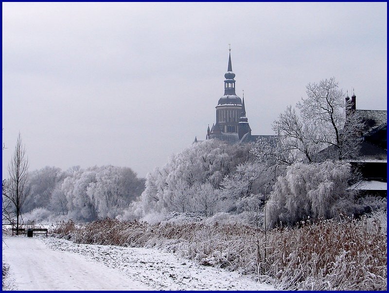 St Marien im Rauhreif.  Stralsund am 30.01.09