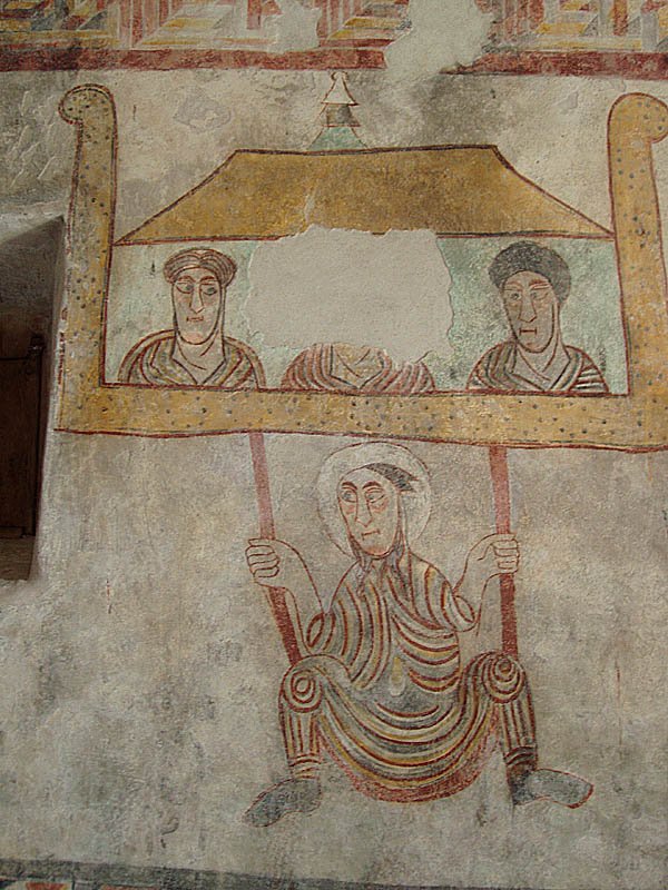 St. Prokolus in Naturns aus dem 7. Jh. n. Chr. Detailaufnahme der schnen Fresken, 22. Juli 2003