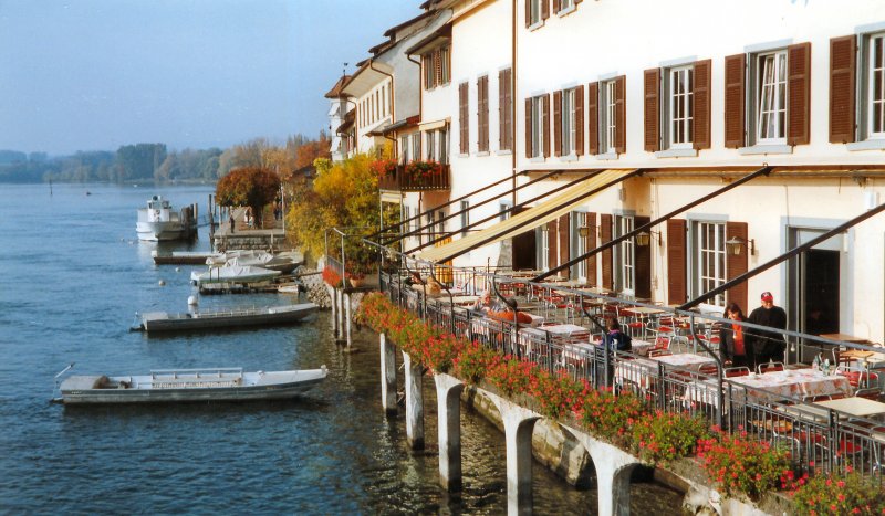 Stein am Rhein, Rheinufer im Oktober 2000, SCHWEIZ