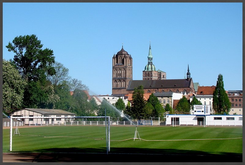 Stralsund- Blick ber das  Stadion der Freunschaft 