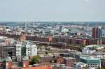 Hamburg-Speicherstadt, Hafencity und Elbe vom Michel aufgenommen - 13.07.2013