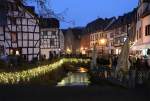 Abendliche Beleuchtung am Erftlauf in Bad Mnstereifel.