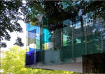 Moderne Architektur in Basel -    Detailansicht der bunten Fassade des Forum 3 im Novartis Campus von Diener & Diener.