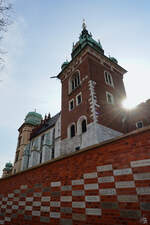 Die Burg Wawel im Gegenlicht.