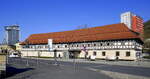 Suhl, das bedeutende Waffenmuseum befindet sich in diesem historischen Fachwerkgebude, April 2025