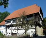 Pfullendorf,  Das Alte Haus  von 1317 in allemannischer Fachwerkbauweise, eines der ltesten Brgerhuser in Sddeutschland, heute Museum fr Stadtgeschichte, Aug.2012