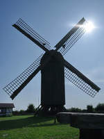 Die Bockwindmhle von 1779 auf der Insel Usedom in der Nhe des Ortes Pudagla.