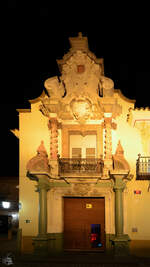 Eine barocke Hausfassade im Spanischen Dorf (Poble Espanyol).