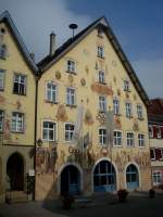 Horb am Neckar, das Rathaus von 1733, 1925-27 vom einheimischen Künstler Wilhelm Klink bemalt, zeigt Szenen aus der Stadtgeschichte, Okt.2010