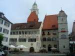 berlingen am Bodensee,  das Rathaus 1332 erstmals genannt, 1513 wurde der  Pfennigturm  angebaut,  Juli 2010