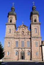 St.Peter im Schwrzwald, die ehemalige Klosterkirche und Pfarrkirche St.Peter und Paul, die sehenswerte barocke Kirche wurde 1724-27 vom berhmten Baumeister Peter Thumb erbaut, Jan.2024