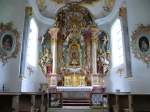 Blick zum Altar der auf einer Anhhe oberhalb vom Kloster Weltenburg gelegenen Frauenbergkapelle; 04.08.2010