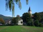 Bollschweil bei Freiburg,  Pfarrkirche St.Hilarius, 1840-44 im Weinbrennerstil erbaut vom Architekt Hans Vo, einem Schler von Weinbrenner, Innenraum im Nazarener-Stil ausgemalt,   Okt.2010