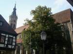 Bad Urach, die sptgotische Stiftskirche St.Amandus, 1470-99 vom Baumeister Peter von Koblenz erbaut, der Turm wurde erst 1896-1908 vollendet, Sept.2010 
