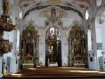 Klosterlechfeld, die Rokokoausstattung der Wallfahrtskirche mit dem Hochaltar von 1748,  eine aufwendige Restaurierung der Kirche erfolgte 1984, April 2006