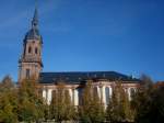 Schuttern in der Ortenau, die Kloster-und Pfarrkirche der ehemaligen Benediktinerabtei, im 18.Jahrhundert neu aufgebaut im Barockstil auf den Vorgngerbauten, Sept.2010 