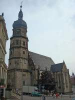 Altenburg in Thüringen, St.Bartholomäi ist die älteste Kirche der Stadt, geht zurück aufs Jahr 1125, der barocke Turm stammt von 1668, Juni 2010