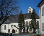Kirchzarten, die sptgotische Pfarrkirche St.Gallus, erste urkundliche Erwhnung bereits im Jahr 815, der romanische Turm stammt aus dem 12.Jahrhundert, Mrz 2011