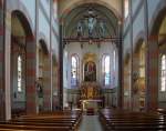 Lahr-Reichenbach, der Innenraum der kath.Kirche im neoromanischen Stil von 1846-48, Okt.2010 