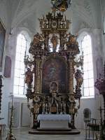Buxheim in Bayern, Altar in der Klosterkirche des ehemaligen Kartuserklosters, April 2005