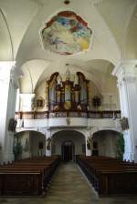 Obermedlingen, Klosterkirche Mari Himmelfahrt, Emphore und Orgel   Landkreis Dillingen (28.06.2011)