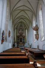 Stetten, der Innenraum der ehemaligen Klosterkirche mit dem barocken Hochaltar von 1774, Juli 2011