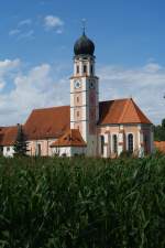 Mussenhausen, Wallfahrtskirche Unserer Lieben Frau vom Berge Karmel,   erbaut ab 1653, Landkreis Unterallgu (14.08.2011)