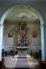 Drrenbhl im Schwarzwald, der Innenraum der 1655 erbauten Wallfahrtskapelle, Aug.2011