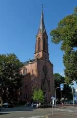 Mllheim, die evangelische Kirche, 1877-81 im neugotischen Stil erbaut, Aug.2011