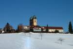 St.Mrgen im Schwarzwald, Blick zum ehemaligen Augustiner-Chorherrenstift und zur barocken Klosterkirche im Jan.2012