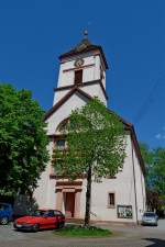 Kandern, die evangelische Kirche, im Weinbrennerstil erbaut von seinem Schler Christoph Arnold von 1825-27, Mai 2012