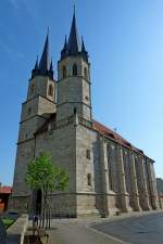 Mhlhausen, die Jacobikirche aus dem 14.Jahrhundert, wird seit 2001 als Stadtbibliothek genutzt, Mai 2012