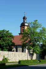 Mhlhausen, die St.Kiliani-Kirche, erbaut von 1350-58, heute fr kulturelle Veranstaltungen genutzt, Mai 2012